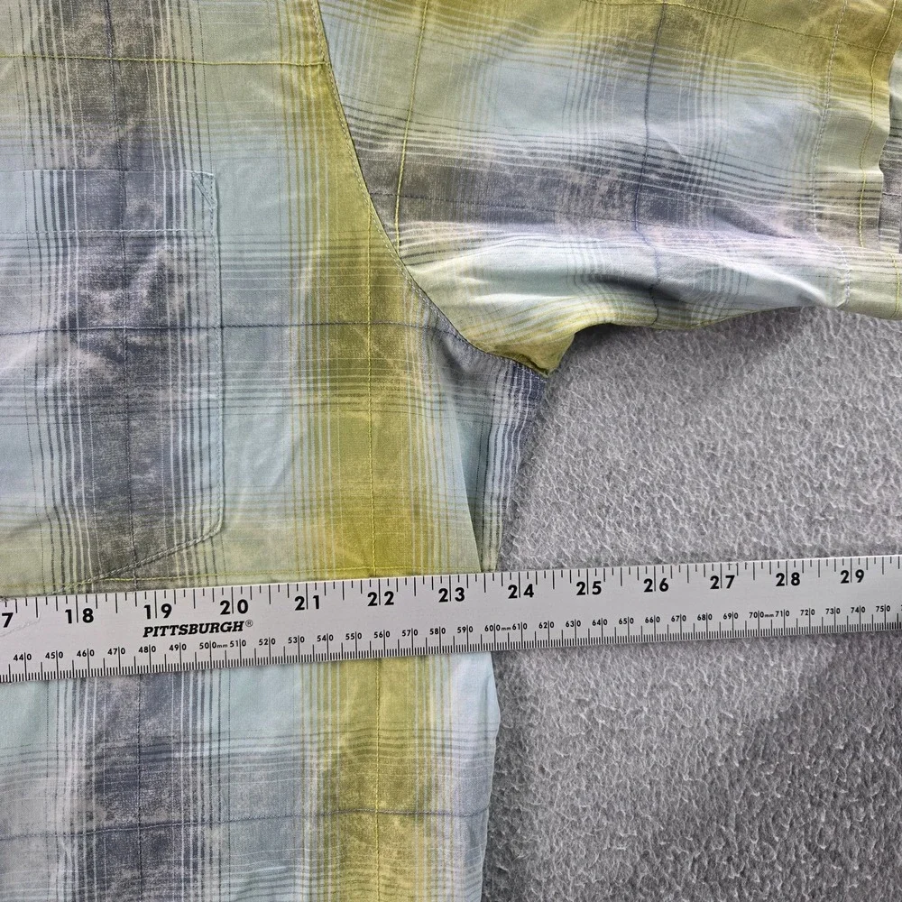 Mountain‎ Hardwear Men Button Up Shirt M Yellow Plaid Outdoor Hiking Gorpcore